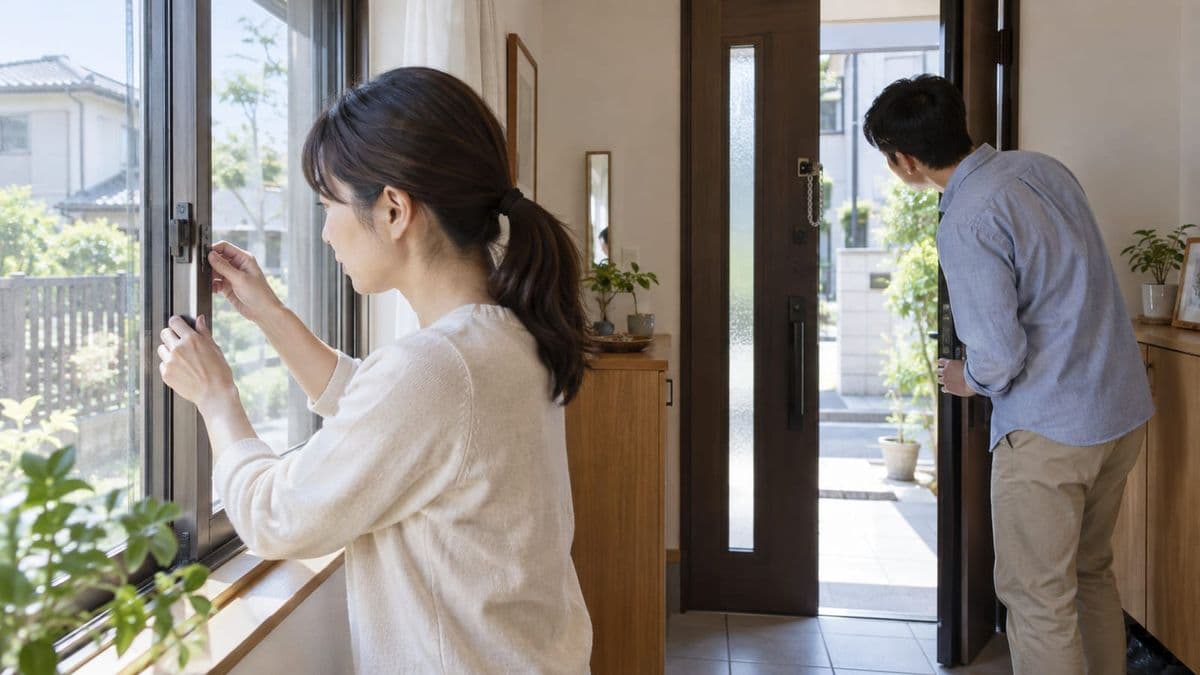 窓の鍵と玄関を家族で10分点検する家庭